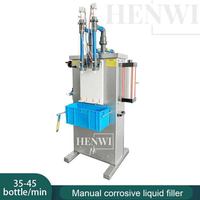 Henwi HWFF-2 Nozzles Vertical Corrosion Proof Filler Strong Acid Liquid Kitchen Toilet Cleaner Pesticide Bleach PP Filling Machine