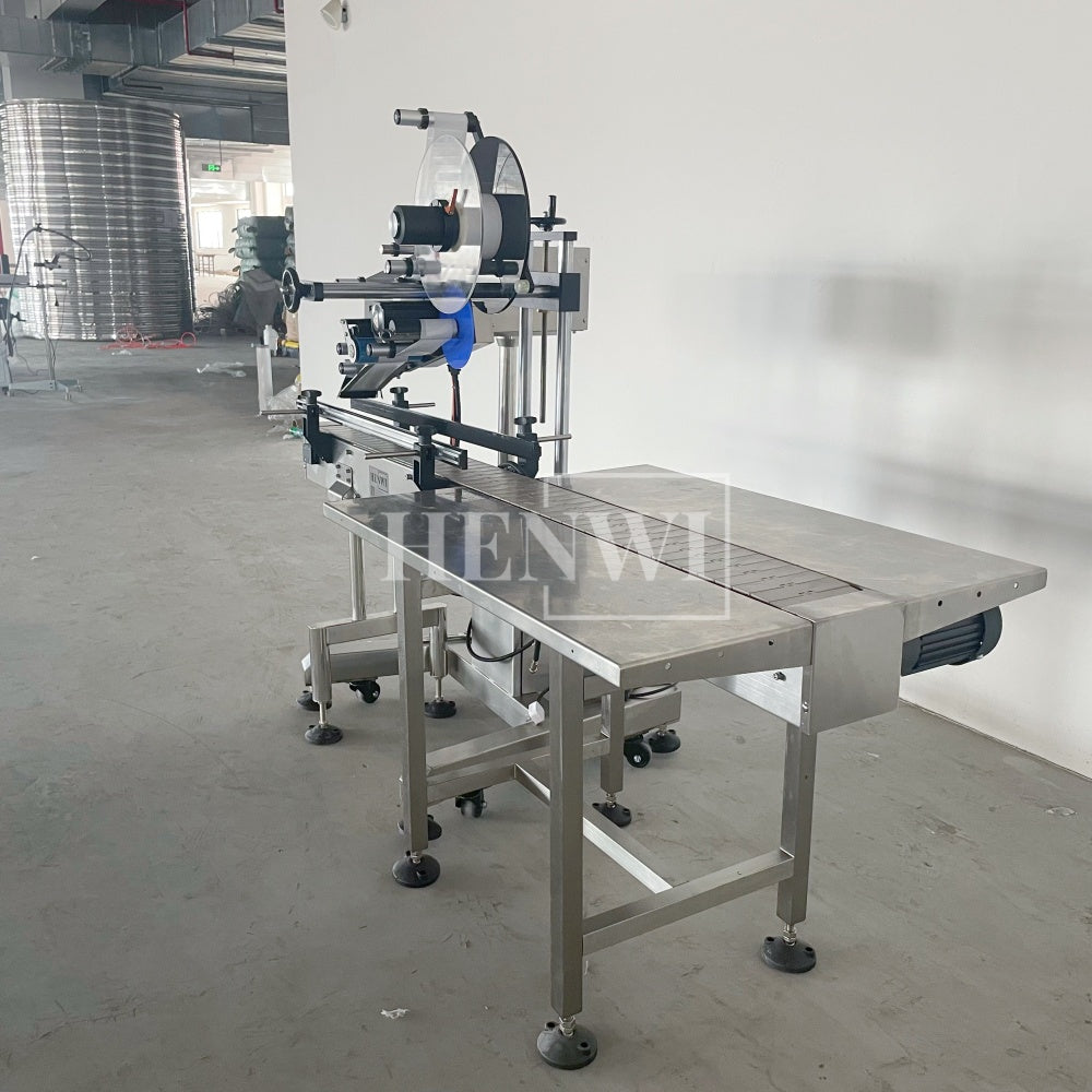 Henwi HWLM-MTF Automatic Mobile Bottle Jar Flat Top / Box Case Sides Labeller Machine Self-Adhesive Sticker Labeling Machine