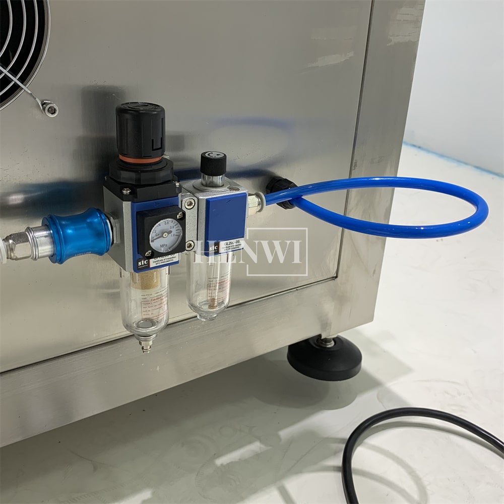 Henwi HWFCL- 1 Nozzle Automatic Powder Filling Bottling Packing Machine Powder Auger Bottling Filler Sealer Machine with Plastic Bottle Cap Capping Sealing Machine Double Sides Square Bottle & Round Bottle Labeling Machine Production Line