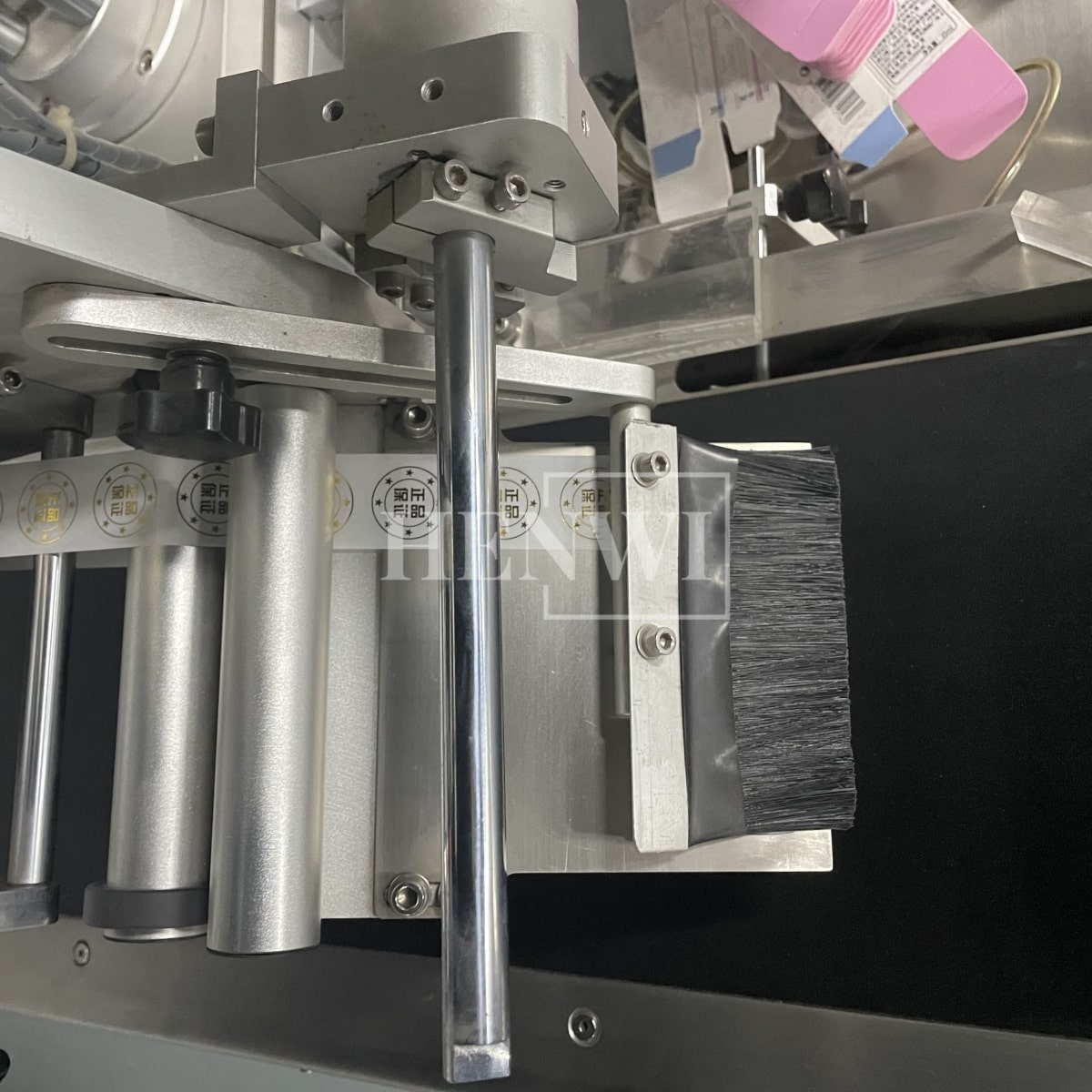 Henwi HWFCL- 8 Nozzles Automatic Constant Temperature Liquid Mixing Heating Bottling Filling Machine Mixer Heater with Cooling Tunnel with Bottle Cap Capping Sealing Machine Line with Air Cooling Model Aluminum Foil Induction Sealing Machine