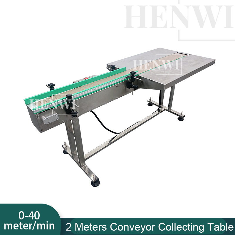 Henwi HWAM-2 Meters POM Belt Conveyor Collecting Table POM Chain Board Belt With SUS Operating Platform Conveying Equipment