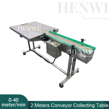 Henwi HWAM-2 Meters POM Belt Conveyor Collecting Table POM Chain Board Belt With SUS Operating Platform Conveying Equipment
