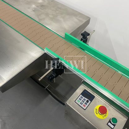 Henwi HWAM-3 Meters POM Belt Conveyor Collecting Table POM Chain Board Belt With SUS Operating Platform Conveying Equipment