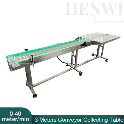 Henwi HWAM-3 Meters POM Belt Conveyor Collecting Table POM Chain Board Belt With SUS Operating Platform Conveying Equipment
