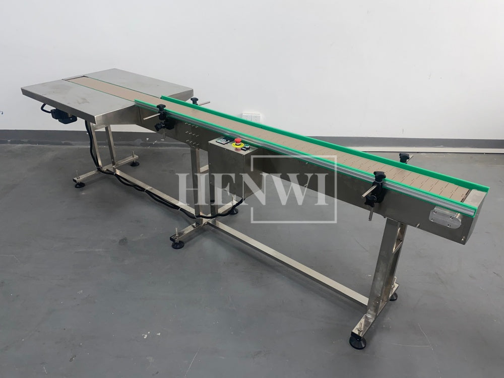 Henwi HWAM-3 Meters POM Belt Conveyor Collecting Table POM Chain Board Belt With SUS Operating Platform Conveying Equipment