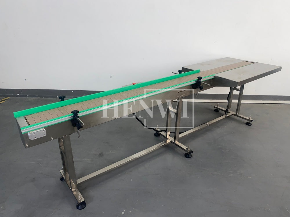 Henwi HWAM-3 Meters POM Belt Conveyor Collecting Table POM Chain Board Belt With SUS Operating Platform Conveying Equipment