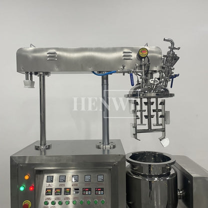 Tanque mezclador de calentamiento y homogeneización de emulsión al vacío con tapa de elevación hidráulica Henwi HWVM-FT-50L