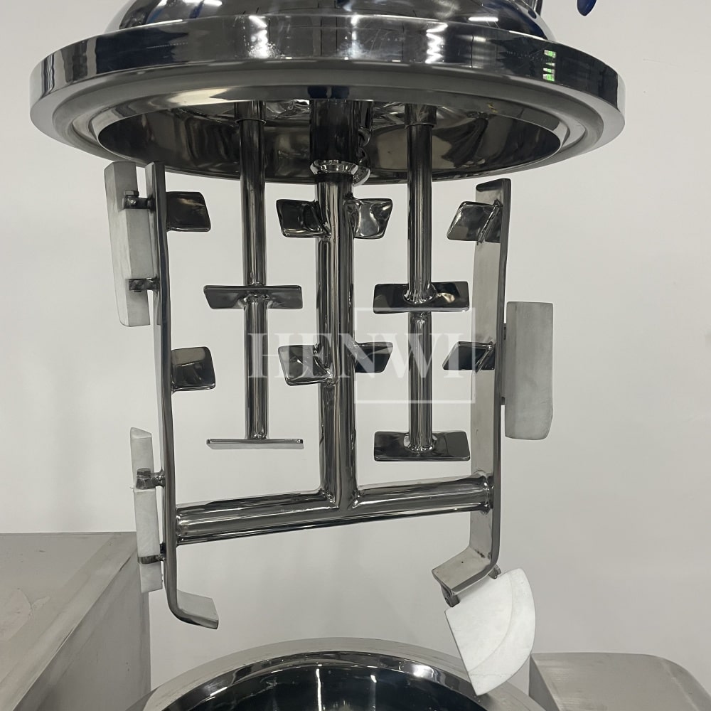 Tanque mezclador de calentamiento y homogeneización de emulsión al vacío con tapa de elevación hidráulica Henwi HWVM-FT-50L