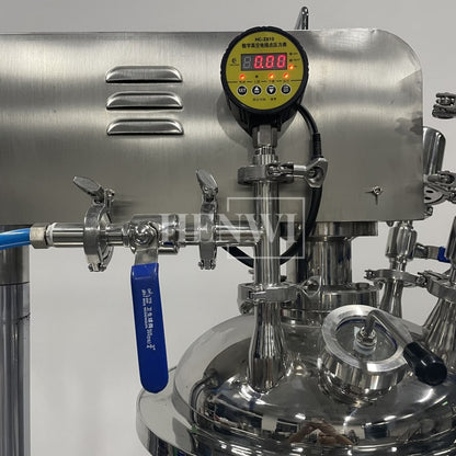 Tanque mezclador de calentamiento y homogeneización de emulsión al vacío con tapa de elevación hidráulica Henwi HWVM-FT-50L