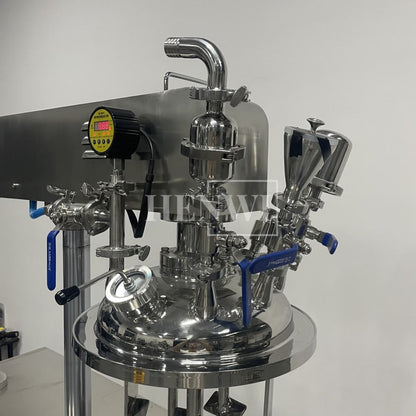 Tanque mezclador de calentamiento y homogeneización de emulsión al vacío con tapa de elevación hidráulica Henwi HWVM-FT-50L