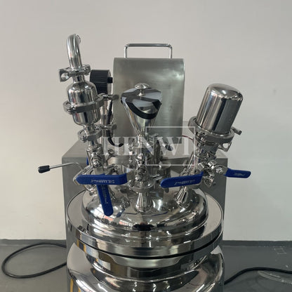 Tanque mezclador de calentamiento y homogeneización de emulsión al vacío con tapa de elevación hidráulica Henwi HWVM-FT-50L