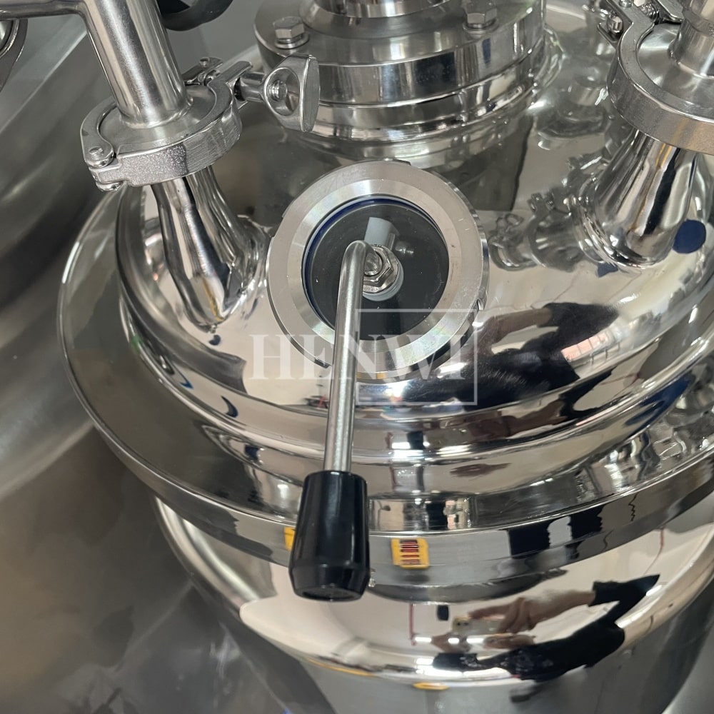 Tanque mezclador de calentamiento y homogeneización de emulsión al vacío con tapa de elevación hidráulica Henwi HWVM-FT-50L