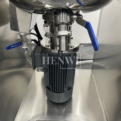 Tanque mezclador de calentamiento y homogeneización de emulsión al vacío con tapa de elevación hidráulica Henwi HWVM-FT-50L
