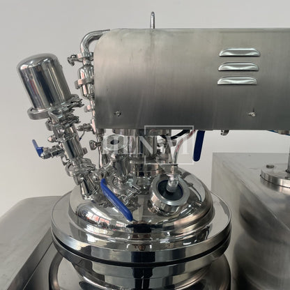 Tanque mezclador de calentamiento y homogeneización de emulsión al vacío con tapa de elevación hidráulica Henwi HWVM-FT-50L