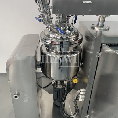 Tanque mezclador de calentamiento y homogeneización de emulsión al vacío con tapa de elevación hidráulica Henwi HWVM-FT-50L