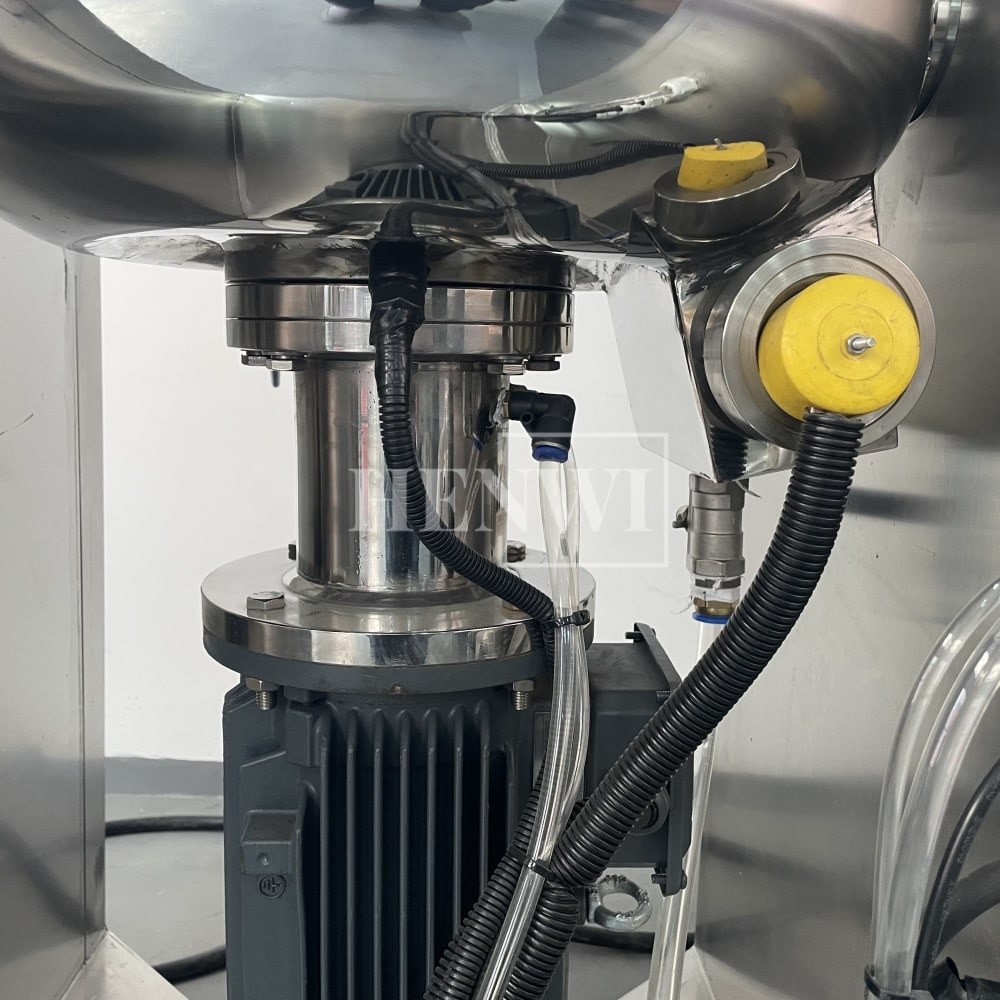 Tanque mezclador de calentamiento y homogeneización de emulsión al vacío con tapa de elevación hidráulica Henwi HWVM-FT-50L