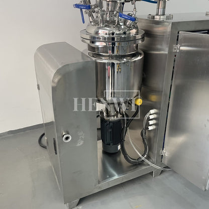 Tanque mezclador de calentamiento y homogeneización de emulsión al vacío con tapa de elevación hidráulica Henwi HWVM-FT-50L