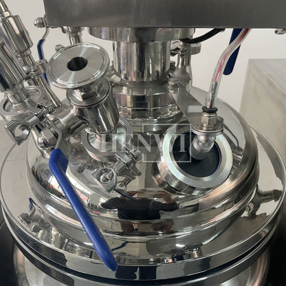 Tanque mezclador de calentamiento y homogeneización de emulsión al vacío con tapa de elevación hidráulica Henwi HWVM-FT-50L