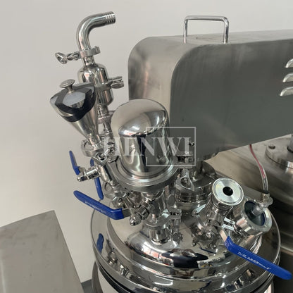 Tanque mezclador de calentamiento y homogeneización de emulsión al vacío con tapa de elevación hidráulica Henwi HWVM-FT-50L