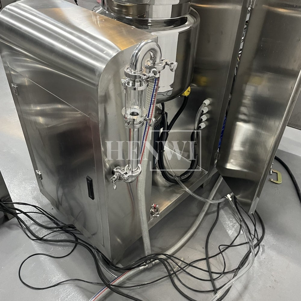 Tanque mezclador de calentamiento y homogeneización de emulsión al vacío con tapa de elevación hidráulica Henwi HWVM-FT-50L