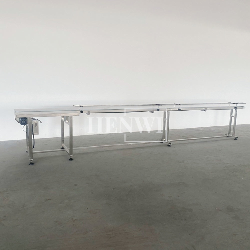 Henwi HWAM-5 Meters PVC Belt Conveyor Collecting Table Conveying Belt Transferring Equipment With SUS Operating Collecting Platform Table