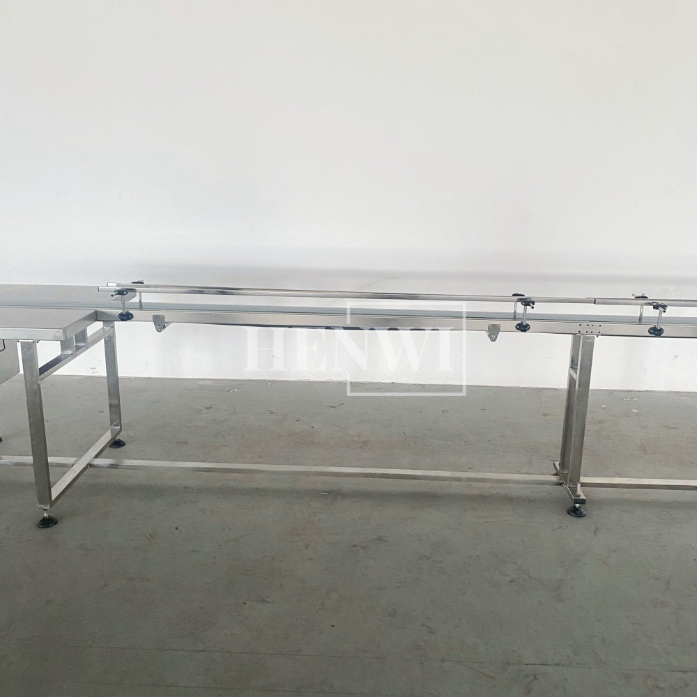 Henwi HWAM-5 Meters PVC Belt Conveyor Collecting Table Conveying Belt Transferring Equipment With SUS Operating Collecting Platform Table