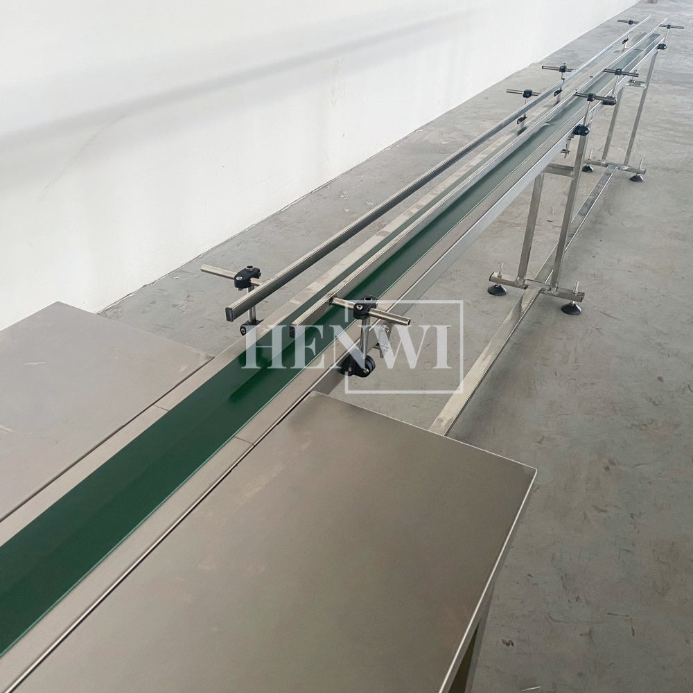 Henwi HWAM-5 Meters PVC Belt Conveyor Collecting Table Conveying Belt Transferring Equipment With SUS Operating Collecting Platform Table