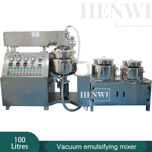 Henwi HWVM-FT-100L Hydraulic Lifting Cover Model Vacuum Emulsifying Homogenizing Heating Mixer Tank Machine