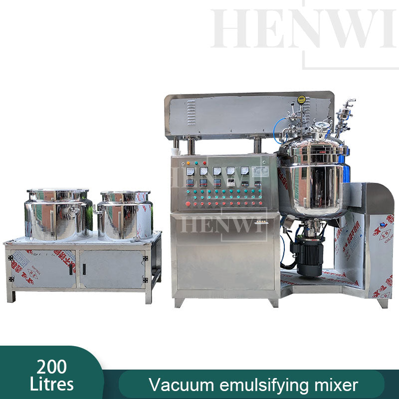 Henwi HWVM-FT-200L Hydraulic Lifting Cover Model Vacuum Emulsifying Homogenizing Heating Mixer Tank Machine