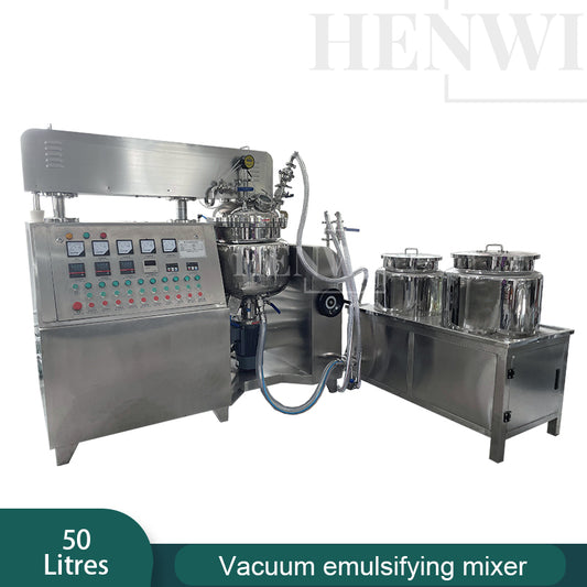 Henwi HWVM-FT-50L Hydraulic Lifting Cover Model Vacuum Emulsifying Homogenizing Heating Mixer Tank Machine