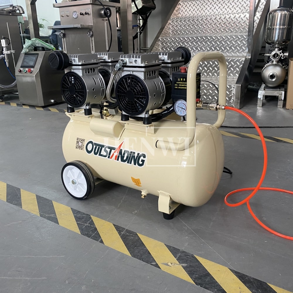 Henwi HWAM-1.1KW Mobile Air Compressor Silent 2HP Paint Sprayer Oilless Dental Industrial Motor Pump Mini Piston Oil Free Air Compressor