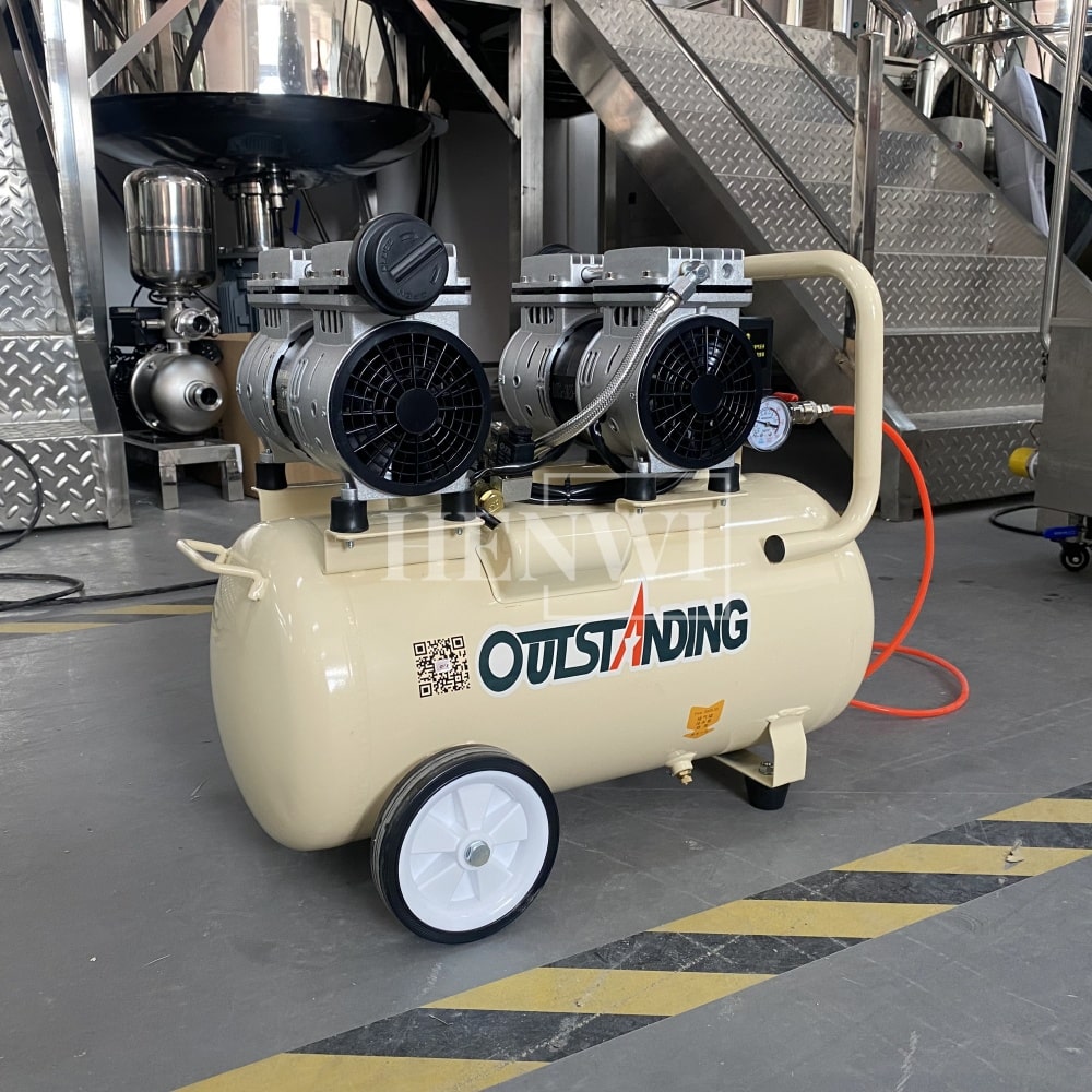 Henwi HWAM-1.1KW Mobile Air Compressor Silent 2HP Paint Sprayer Oilless Dental Industrial Motor Pump Mini Piston Oil Free Air Compressor