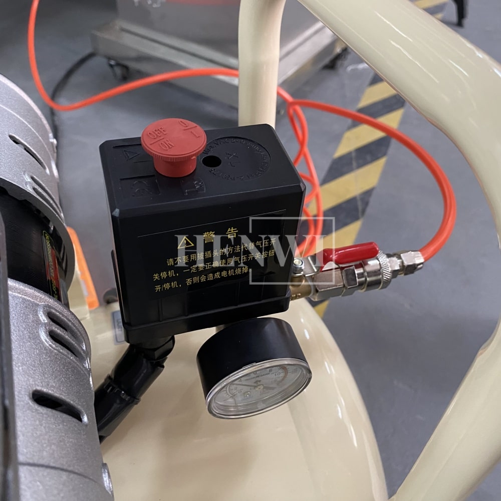 Henwi HWAM-1.1KW Mobile Air Compressor Silent 2HP Paint Sprayer Oilless Dental Industrial Motor Pump Mini Piston Oil Free Air Compressor