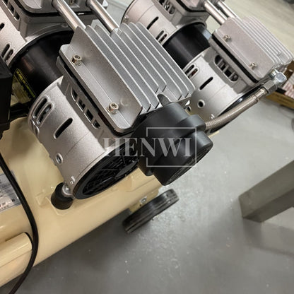 Henwi HWAM-1.1KW Mobile Air Compressor Silent 2HP Paint Sprayer Oilless Dental Industrial Motor Pump Mini Piston Oil Free Air Compressor