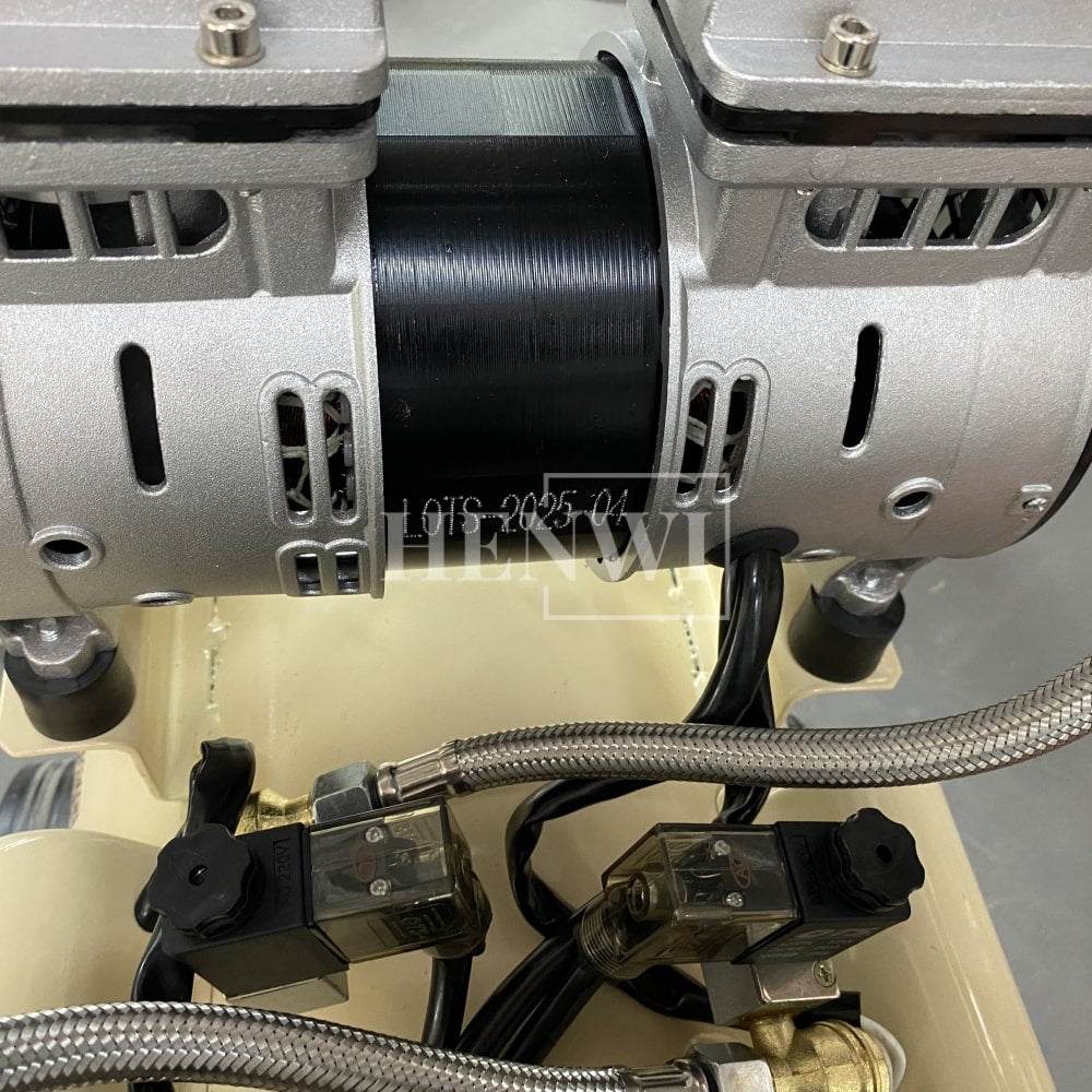 Henwi HWAM-1.1KW Mobile Air Compressor Silent 2HP Paint Sprayer Oilless Dental Industrial Motor Pump Mini Piston Oil Free Air Compressor