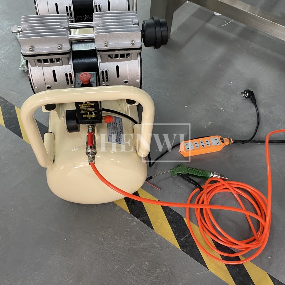 Henwi HWAM-1.1KW Mobile Air Compressor Silent 2HP Paint Sprayer Oilless Dental Industrial Motor Pump Mini Piston Oil Free Air Compressor