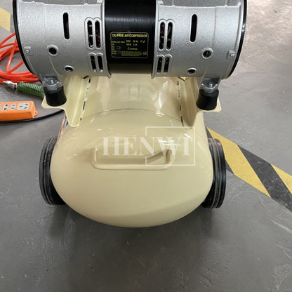 Henwi HWAM-1.1KW Mobile Air Compressor Silent 2HP Paint Sprayer Oilless Dental Industrial Motor Pump Mini Piston Oil Free Air Compressor