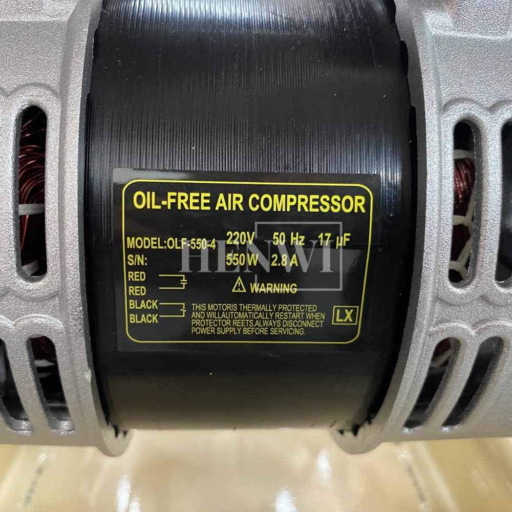 Henwi HWAM-1.1KW Mobile Air Compressor Silent 2HP Paint Sprayer Oilless Dental Industrial Motor Pump Mini Piston Oil Free Air Compressor