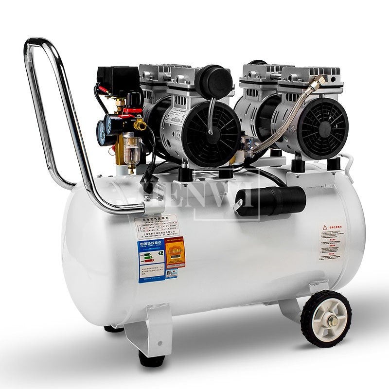 Henwi HWAM-1.1KW Mobile Air Compressor Silent 2HP Paint Sprayer Oilless Dental Industrial Motor Pump Mini Piston Oil Free Air Compressor