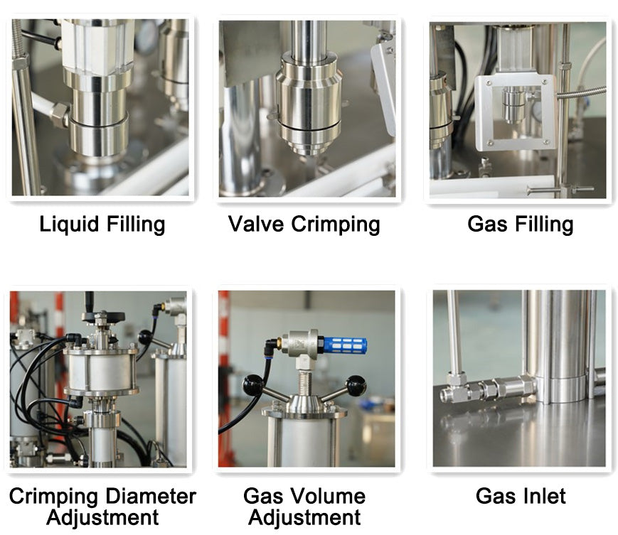 Henwi HWAM-3 in 1 Semi Automatic Aerosol Filler Sealer Packer Aerosol Spray Aluminum Can Filling Crimping Machine
