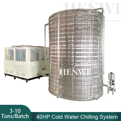 Henwi HWAM-40HP Cold Water Freezing Cooling Machine With 10 Tons Water Storage Tank Water Chiller Refrigerator Machine