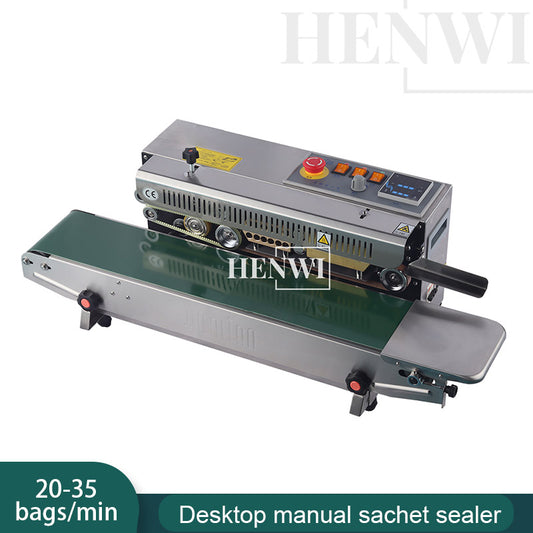 Henwi HWAM-Desktop Manual Sachet Sealer Semi Automatic Foil Film Sealing Machine PE Bag Kraft Paper Bag Thin Film Sachet Aluminum Foil Sachet For Food Sauce Snack