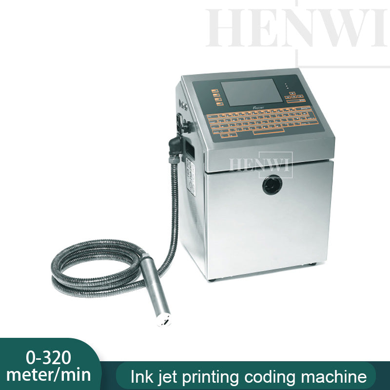 Henwi HWAM-A470 Ink Printing Coding Machine Industrial Nozzle Automatic Inkjet Printer for Eggs Bottle Carton Pouch Date Expiry Digital