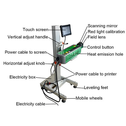 Henwi HWAM-Laser Marking Printing Coding Machine CO2 Engraver Online Flying Laser Marking Machine Expiry Date Plastic Bottles Assembly Marker