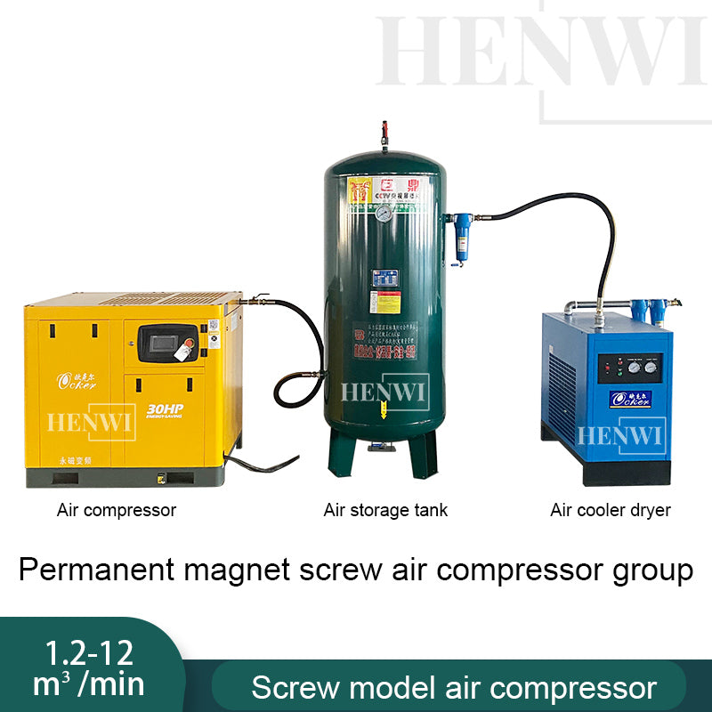 Henwi HWAM-7.5-15KW Rotary Screw Air Compressors Permanent Magnet Screw Variable Frequency Air Compressor