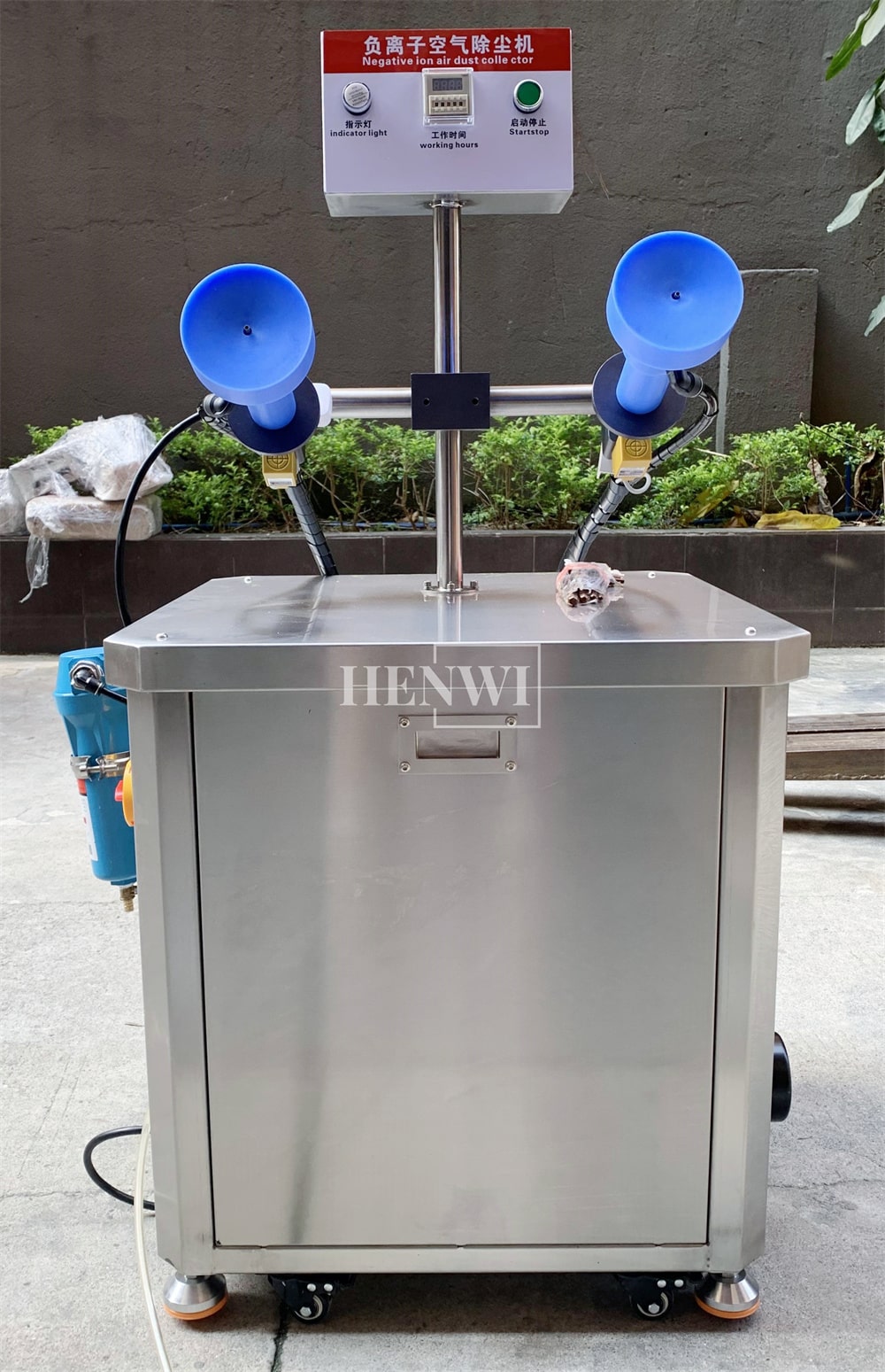 Henwi HWAM-Semi-Auto Air Type Bottle Rinser Washer Ionized Air Glass Jar Bottle Cleaning Machine Dust Remover Plastic Bottle Cleaning Machine