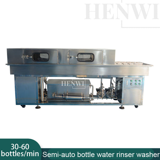 Henwi HWAM-Semi-Auto Water Type Bottle Rinser Washer Double Line Circulation Washing Machine Bottle Rinser Glass Bottle Washer Cleaner Bottle Washing Machine