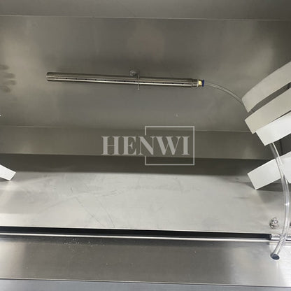 Henwi HWAM-Semi-Auto Linear Clamping Model Air Type Bottle Rinser Washer Ionized Air Glass Jar Bottle Cleaning Machine Dust Remover Bottle Cleaning Machine