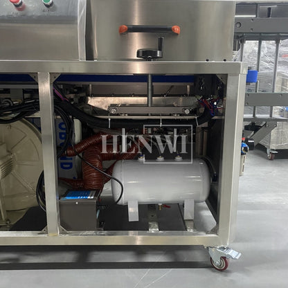 Henwi HWAM-Semi-Auto Linear Clamping Model Air Type Bottle Rinser Washer Ionized Air Glass Jar Bottle Cleaning Machine Dust Remover Bottle Cleaning Machine