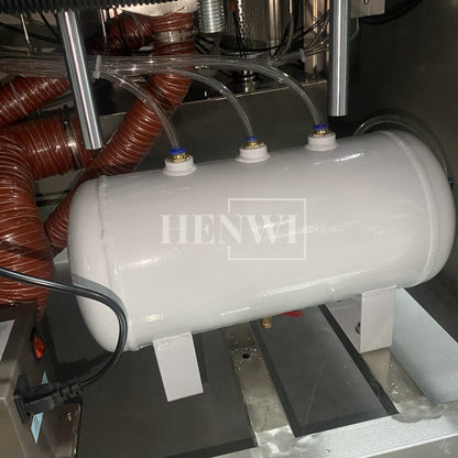 Henwi HWAM-Semi-Auto Linear Clamping Model Air Type Bottle Rinser Washer Ionized Air Glass Jar Bottle Cleaning Machine Dust Remover Bottle Cleaning Machine